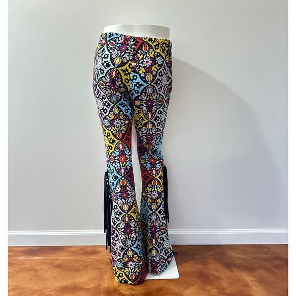 Judith March Women Bell Bottom Pants Size L Western Boho Maximalist Rodeo Fringe - Picture 7 of 14